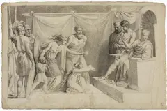 Pelagio Palagi, Famiglia di Dario davanti ad Alessandro, pencil on paper mm.