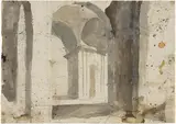 Prospettiva di porticati intersecatisi ad arcate by Pelagio Palagi, pencil and watercolour on paper mm., offered Apr 2014