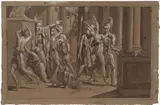 Pelagio Palagi, Scena dall'Iliade: Ratto di Briseide, inchiostro and biacca on paper mm.