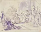 Miracolo di San Benedetto: Resurrezione di una suora by Paolo Gerolamo Piola, inchiostro and watercolour on paper mm., offered Apr 2014