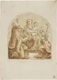 Madonna con Bambino e due Santi Vescovi by Cesare Nebbia, pencil and watercolour on paper mm., offered Apr 2014