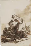 Carlo Speridone Mariotti, Scena di lite fra due comari, 1743, inchiostro on paper mm.