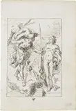 Carlo Speridone Mariotti, Prometeo scende dal cielo per donare il fuoco, inchiostro on paper mm.