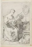 Carlo Speridone Mariotti, Filatrice in un interno, pencil on paper mm.