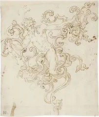 Daniel Seiter, Decorazione per carrozza con satiro, pencil