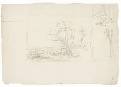 Anton Sminck Van Pitloo, Studio di paesaggio, pencil on paper mm.