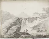 Joseph Anton Koch, Paesaggio con acquedotto diruto, 1798, pencil and inchiostro on paper mm.