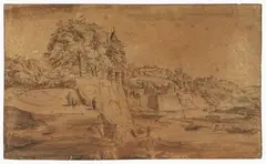 Roelant Roghman, Paesaggio ponentino, 1640, pencil on paper mm.