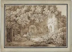 Peter Birmann, Ninfeo di Egeria a Roma, 1790, inchiostro on paper mm.