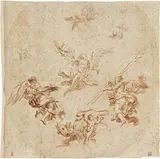 Apoteosi di angeli e cherubini con insegne vescovili by Jacopo Guarana, pencil, offered Apr 2014