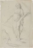 Francesco Lorenzi, Raffigurazione di Cerere con ibis, pencil and biacca on paper mm.