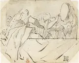 Giovanni Battista Tiepolo, Schizzo per due mezze figure di musicanti affacciate ad una balaustra