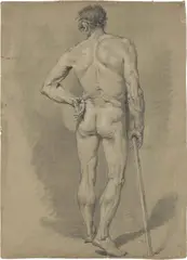 Félix-Joseph Barrias, Nudo d'accademia, 1841, charcoal and biacca on paper mm.