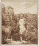 Hubert Robert, La grande cascata di Tivoli, 1776, inchiostro and watercolour on paper mm.