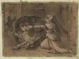 Francesco Vinea, Il leone di Firenze, 1860, pencil and biacca on paper riquadrata con nastro verde mm.