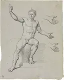 Pietro Benvenuti, Studio preparatorio per l'Apollo Pitio, 1813, pencil and biacca on paper mm.