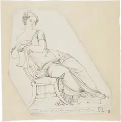 Cincinnato Baruzzi, Paolina Borghese seduta, pencil and inchiostro on paper mm.