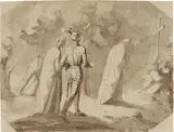 «Il sogno di Colonna», recto, e «Accademia di nudo maschile acefalo», verso by Tommaso Minardi, 1836, inchiostro and watercolour on paper mm., offered Apr 2014