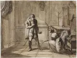 Pietro Benvenuti, «Il re di Cipro ed una gentildonna», recto, «Abbozzo per il re di Cipro ed una gentildonna», verso, 1840, pencil