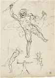 Giuseppe Bezzuoli, «Schizzi di figure», recto, e «Convito delle Muse», verso