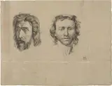 Tommaso Minardi, Studio di espressione di due teste virili barbate, 1815, pencil and biacca on paper mm.