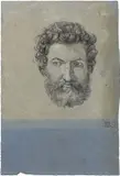 Tommaso Minardi, Studio di espressione di testa barbata, 1815, pencil and biacca on paper mm.