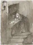 Giuseppe Moricci, «Donna che abbandona un neonato presso l'Ospedale degli Innocenti» recto, «Le Parche» verso