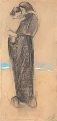 Maternità by Lorenzo Viani, charcoal and pastel on cardboard, offered Nov 2013