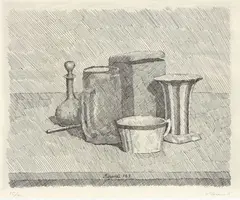 Natura morta con tazzina e caraffa by Giorgio Morandi, 1929, etching on zinco, offered Nov 2013