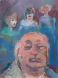 Figure by Mino Maccari, oil on canvas board, offered Nov 2013