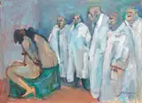 Figure by Mino Maccari, 1967, oil on panel, offered Nov 2013
