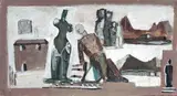 Composizione con manichino by Mario Sironi, mixed media on paper applicata on canvas, offered Nov 2013