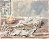 Filippo de Pisis, Natura morta con pesce e mela