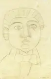 Carlo Carrà, Testa del fanciullo prodigio, 1915, charcoal on paper da spolvero