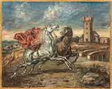 Due cavalli presso un castello by Giorgio de Chirico, 1958, oil on canvas, offered Nov 2013