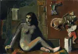 Composizione con figura e cavaliere by Mario Sironi, oil on canvas, offered Nov 2013