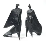 Pair of Cloacked Figure IV by Lynn Chadwick, 1977, coppia di sculture in bronze, offered Nov 2013