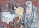 Figure by Mino Maccari, oil on canvas board, offered Nov 2013