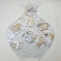Fathi Hassan, Contatore immortale, 2009, ricami and cuciture on canvas