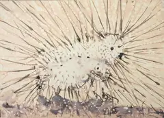 Alessandro Pessoli, Superdolce, 1990, mixed media on paper applicata on canvas