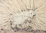 Alessandro Pessoli, Superdolce, 1990, mixed media on paper applicata on canvas