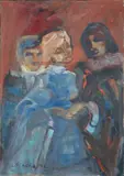 Tre figure by Mino Maccari, oil on cardboard, offered Nov 2013