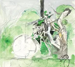 Studio per «Three forms» by Graham Sutherland, 1979, ink, offered Nov 2013