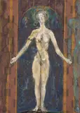 Bruno Ceccobelli, Benedetta tra testimoni, 2002, mixed media on tessuto teso on panel