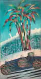 Vittorio Corona, Bugatti in velocità + paesaggio, 1929, oil and pastelli on canvas