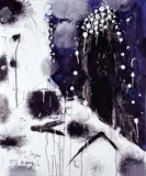 Arcangelo, Paesaggio Dogon, 1995, acrylic and carbone on paper applicata on canvas
