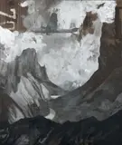 Luca Pignatelli, Aereo e montagne, 2005, acrylic on telone di copertura di vagone ferroviario