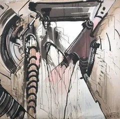 Gianni Bertini, Composizione, 1961, tempera on paper applicata on canvas
