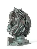Mario Ceroli, Caio Mario, 1982, scultura in bronze a patina verde