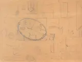 Lucio Fontana, Progetto per la sala alla XXXIII Biennale di Venezia, 1966, pencil on paper da pacchi applicata on panel